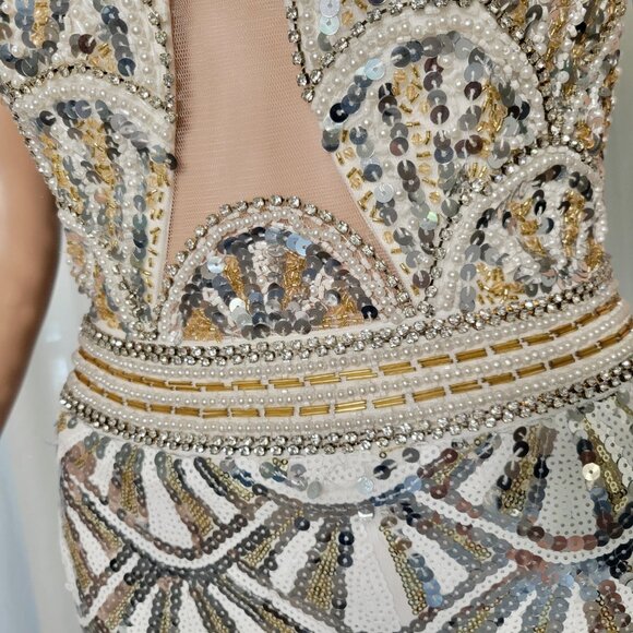 Lucci Lu Red Carpet Gown size 4 gold  and silver sequins SHOW STOPPER - Picture 6 of 11
